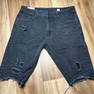 Smoke Rise Mens Size 38 Black Distressed Shorts